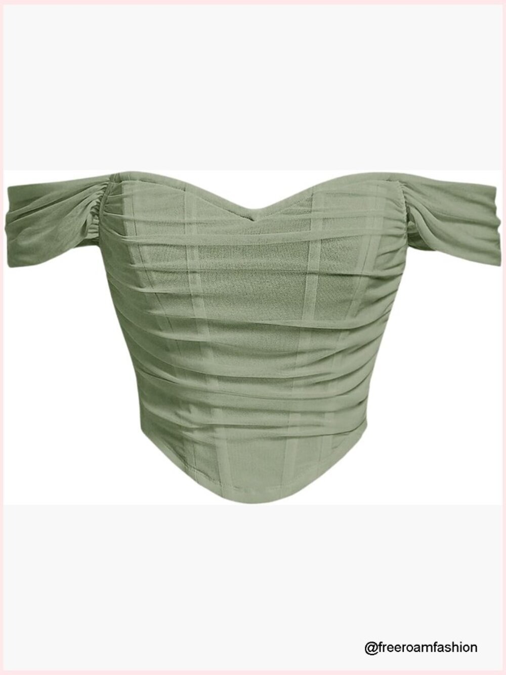 Off Shoulder Short Sleeve Ruched Corset Crop Top Bustier